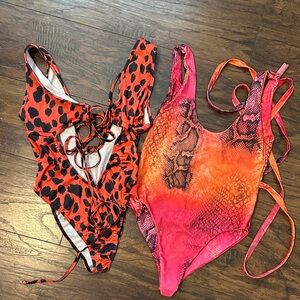 PrettyLittleThing Red and Black Swimsuit